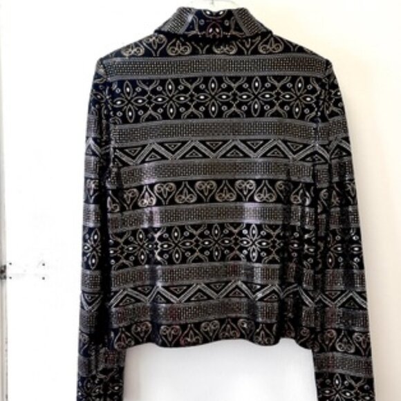 St. John Evening by Marie Gray– Black embellished w/Metallic Pattern , Size 4 - Picture 4 of 5